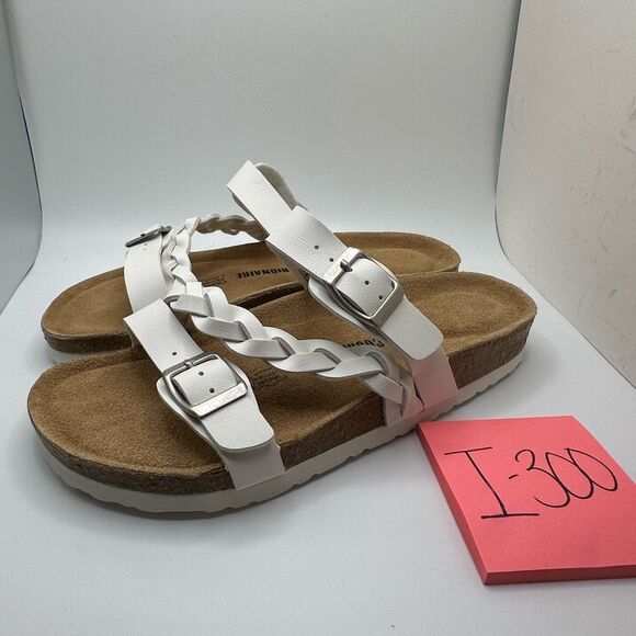 CUSHIONAIRE Women's Cork footbed Sandal with +Comfort 9.5 WIDE WHITE - Picture 3 of 7